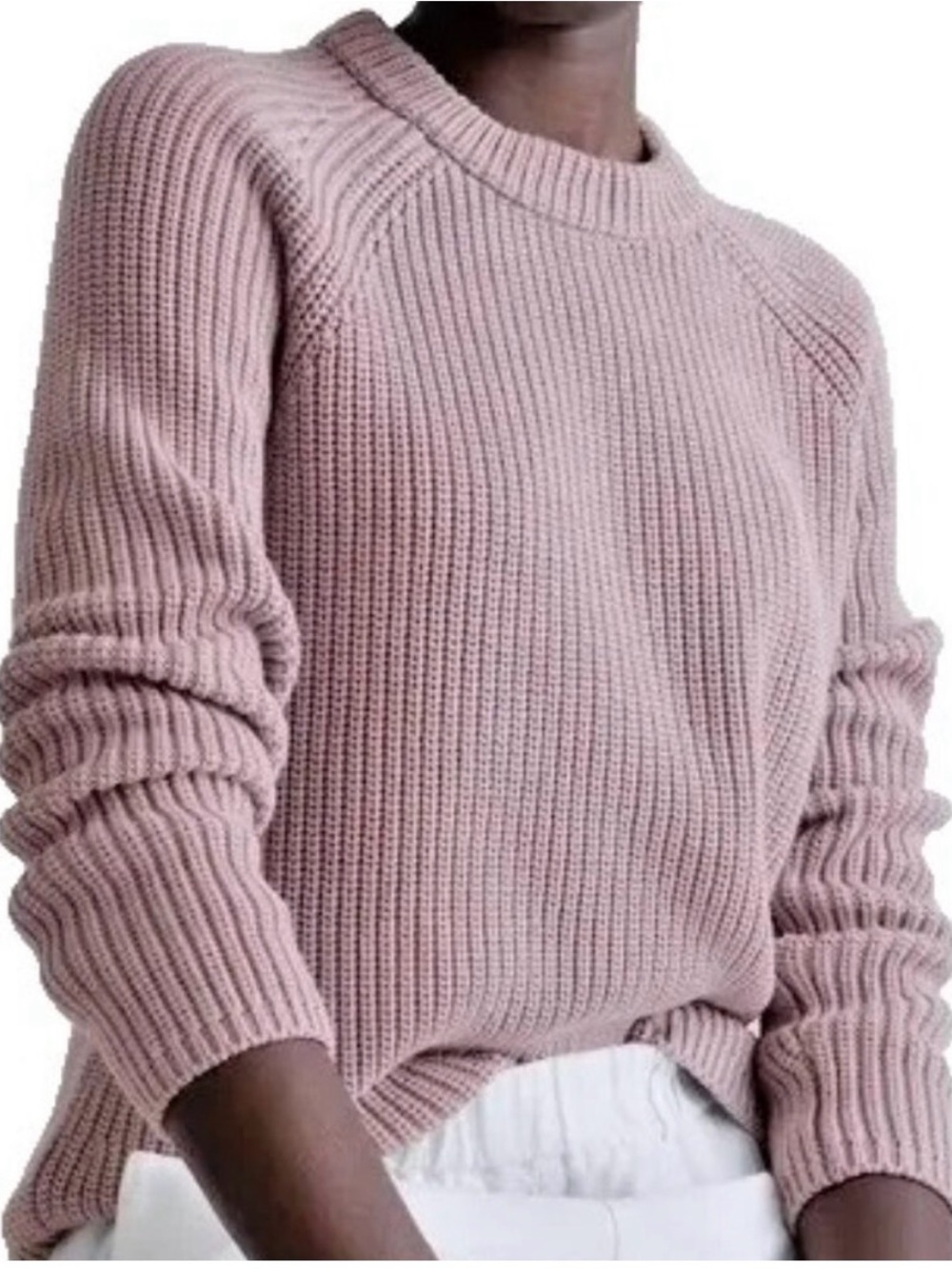 Quince Women's XS 100% Organic Cotton Fisherman Crew Sweater Vintage Rose Office - Picture 2 of 10